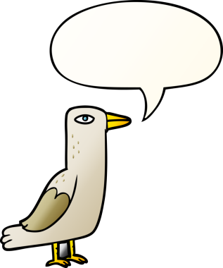 bir insan tarafından çizilmiş yumuşak eğimli konuşma baloncuklu çizgi film kuşu