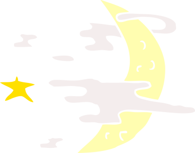 karikatür karalaması ürkütücü ay ve bulutlar bir insan tarafından çizilmiş