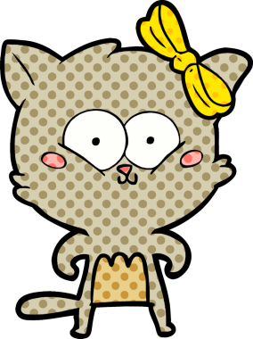 Bir insan tarafından çizilmiş çizgi film kedisi.