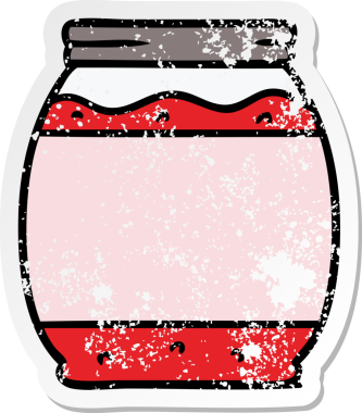 Bir insan tarafından çizilmiş çilek reçelinin çizilmiş karikatürü.