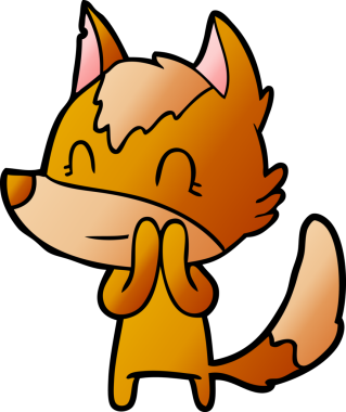 Bir insan tarafından çizilmiş tilki çizgi film karakteri