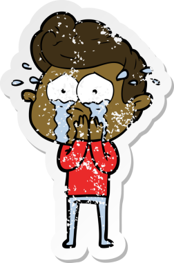 Bir insan tarafından çizilmiş endişeli, ağlayan bir adamın sıkıntılı çıkartması.