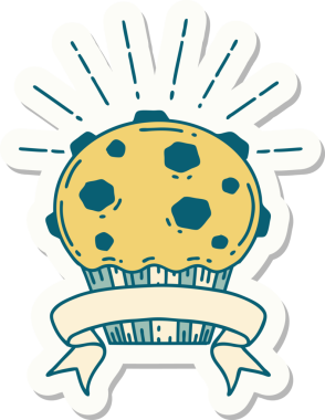 Bir insan tarafından çizilmiş dövme stili çikolatalı kek.