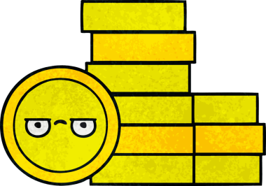 Bir insan tarafından çizilmiş eski grunge desenli bozuk paraların karikatürü