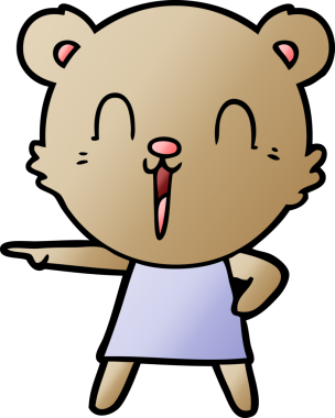 Bir insan tarafından çizilmiş mutlu çizgi film ayısı.