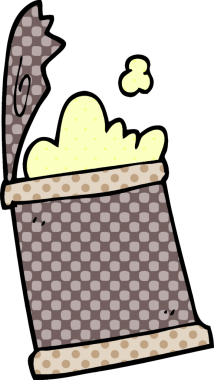 Çizgi film karalaması. Bir insan tarafından çizilmiş yiyecek konservesi.