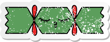 Bir insan tarafından çizilmiş tatlı bir noel krakerinin sıkıntılı çıkartması.