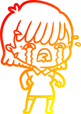 Bir insan tarafından çizilmiş ağlayan çizgi film kızı çizimi.