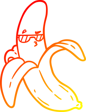 Bir insan tarafından çizilmiş bir muzun sıcak çizgi çizimi