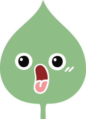 Bir insan tarafından çizilmiş dışavurumsal yaprağın düz renk retro karikatürü