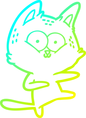 Bir insan tarafından çizilen çizgi film kedisinin soğuk gradyan çizimi