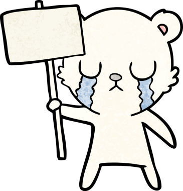 Bir insan tarafından çizilmiş üzgün küçük kutup ayısı çizgi filmi.