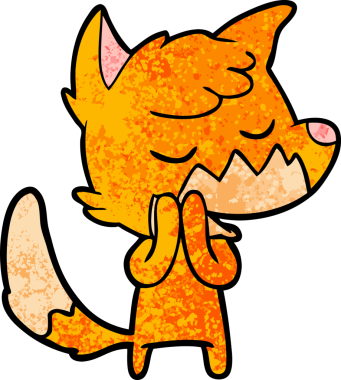 Bir insan tarafından çizilmiş dost canlısı çizgi film tilkisi