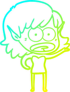 Bir çizgi film karakteri çizimi bir insan tarafından çizilmiş bir elf kızı şok etti.