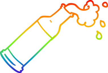 gökkuşağı gradyan çizgi çizimi bir insan tarafından çizilmiş köpük şişesi
