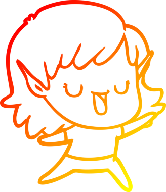 Bir insan tarafından çizilmiş çizgi film karakteri bir elf kızı çizimi