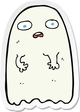 Bir insan tarafından çizilmiş komik bir hayaletin çıkartması.