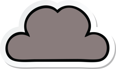 Bir insan tarafından çizilmiş şirin bir fırtına bulutunun çıkartması.