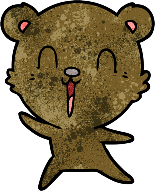 Bir insan tarafından çizilmiş mutlu çizgi film ayısı.