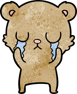 Bir insan tarafından çizilmiş ağlayan çizgi film ayısı.