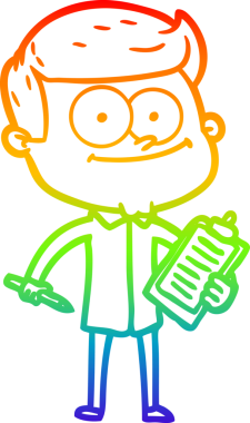 Gökkuşağı gradyan çizgisi çizimi bir insan tarafından çizilmiş mutlu bir satıcı