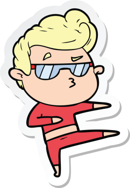 Bir insan tarafından çizilmiş havalı bir adamın çıkartması.