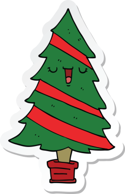 Bir insan tarafından çizilmiş bir karikatür noel ağacının çıkartması.