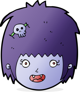 Bir insan tarafından çizilmiş mutlu vampir kız yüzü.