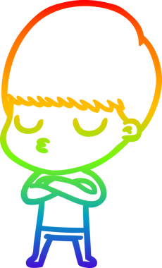 Gökkuşağı gradyan çizgi çizimi bir insan tarafından çizilmiş sakin bir çocuk