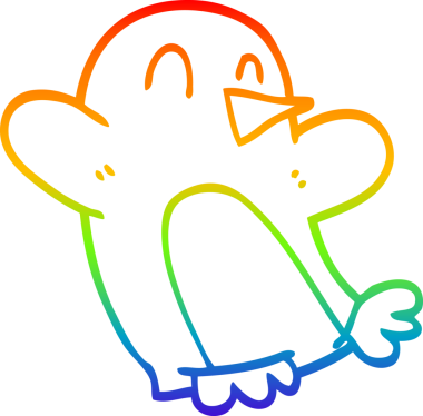 gökkuşağı gradyanı çizimi bir insan tarafından çizilmiş bir karikatür noel pengueni