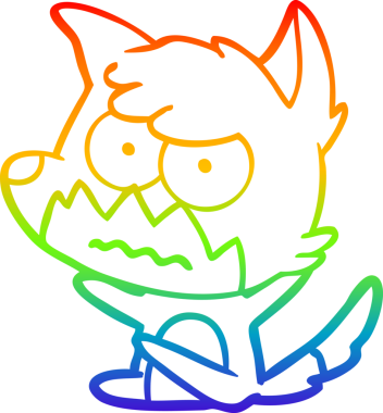 Gökkuşağı gradyan çizgi çizimi bir insan tarafından çizilmiş bir tilki