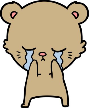 Bir insan tarafından çizilmiş ağlayan çizgi film ayısı.