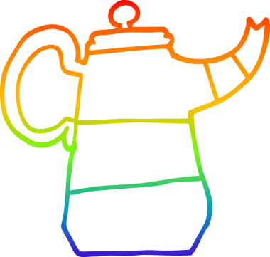 gökkuşağı gradyan çizimi bir insan tarafından çizilmiş eski bir çaydanlık