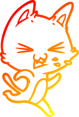 Bir insan tarafından çizilmiş çizgi film kedisinin sıcak çizgi çizimi