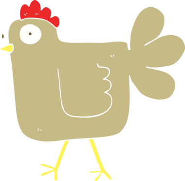 Bir insan tarafından çizilmiş tavuğun düz renk çizimi