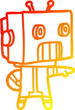 Bir insan tarafından çizilen çizgi film robotunun sıcak çizgi çizimi