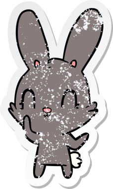 Bir insan tarafından çizilmiş şirin bir tavşanın sıkıntılı çıkartması.