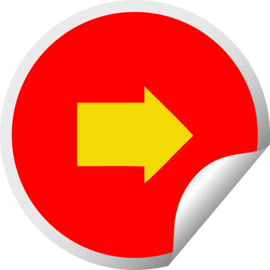 Bir insan tarafından çizilmiş bir ok sembolünün dairesel soyma etiketi.