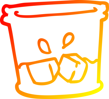 Bir insan tarafından çizilen bardakta bir çizgi film içkisinin sıcak gradyan çizimi