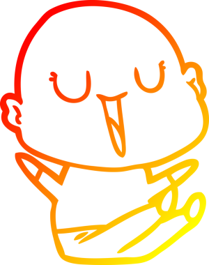 Bir insan tarafından çizilmiş mutlu, kel bir adamın sıcak çizgi çizimi.