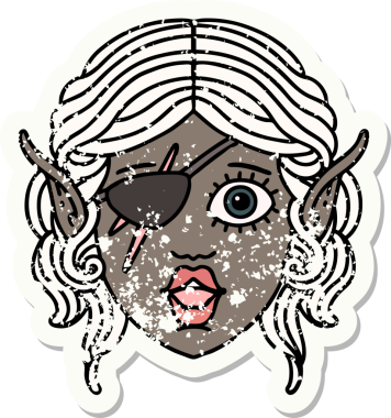 Retro Dövme Tarzı Elf düzenbaz karakter yüzü Bir insan tarafından çizildi