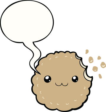 Bir insan tarafından çizilmiş konuşma balonlu bisküvi.