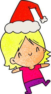 Bir insan tarafından çizilmiş kawai kızının el çizimi karikatürü.