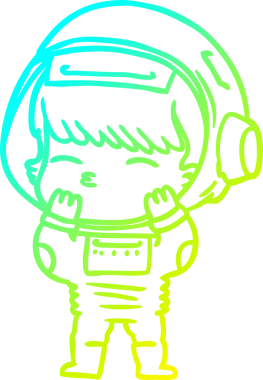 Bir insan tarafından çizilmiş soğuk gradyan çizgi çizimi meraklı bir astronot.