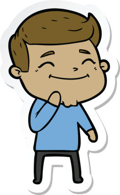 Bir insan tarafından çizilmiş mutlu bir çizgi film karakterinin çıkartması.