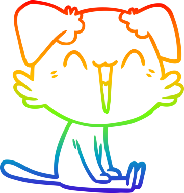 gökkuşağı gradyan çizimi bir insan tarafından çizilmiş mutlu küçük bir köpek çizgi filmi