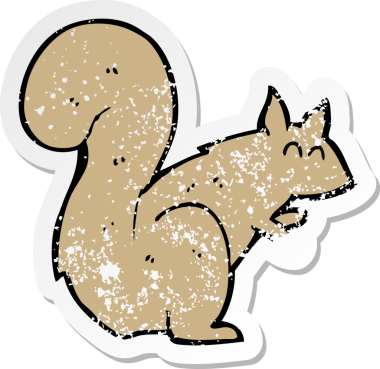 Bir insan tarafından çizilmiş bir sincabın gerilmiş çıkartması.