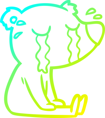 Bir insan tarafından çizilmiş kutup ayısı ağlayan karikatür çizimi.