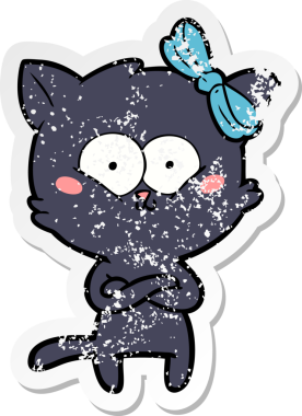 Bir insan tarafından çizilmiş karikatür bir kedinin sıkıntılı çıkartması.