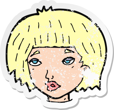 Bir insan tarafından çizilmiş, sıkıntılı bir karikatür çıkartması.